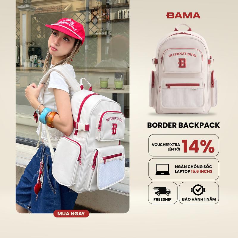 Balo nam nữ đi học đi làm BAMA Border Backpack chống nước nhiều ngăn đựng laptop 15 6 inch