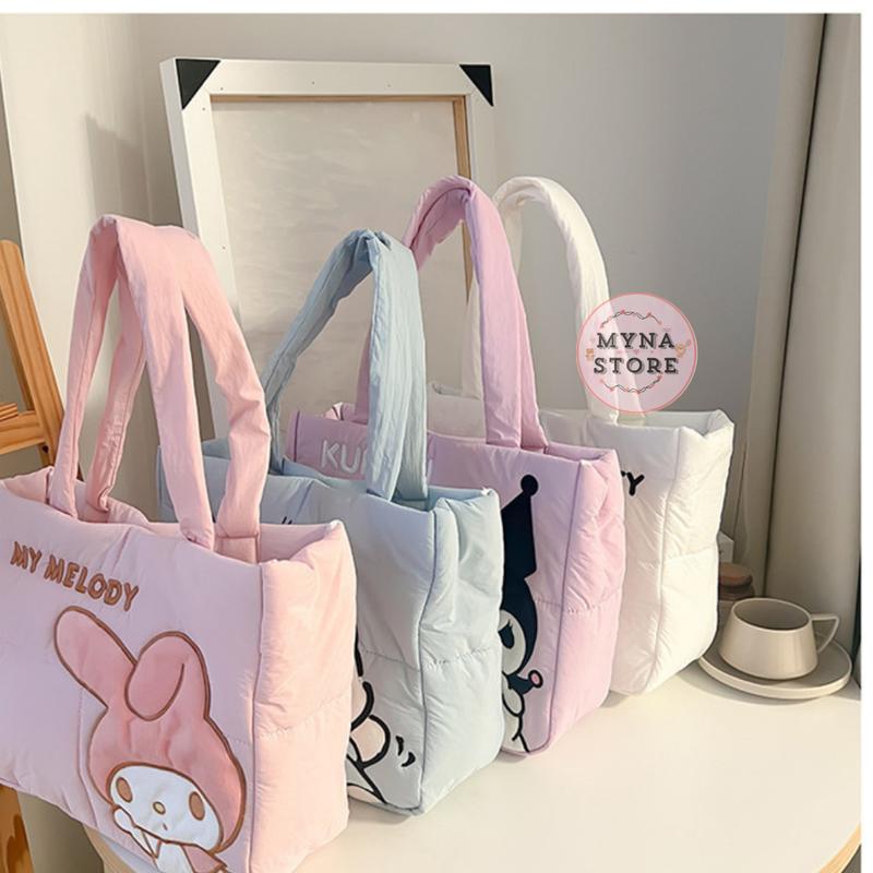 Mynastore - Tas Tenteng Sanrio Tote Bag Klip Magnet Melody Kuromi Pochacco Hello Kitty Bordir - TPS028 5