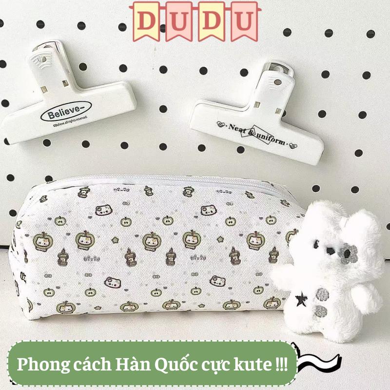 Túi Đựng Bút / Hộp Đựng Bút/ Hộp Bút / Bóp Viết INS DUDU Vải Canvas APPLE CAT Dung Tích Lớn Dễ Thương