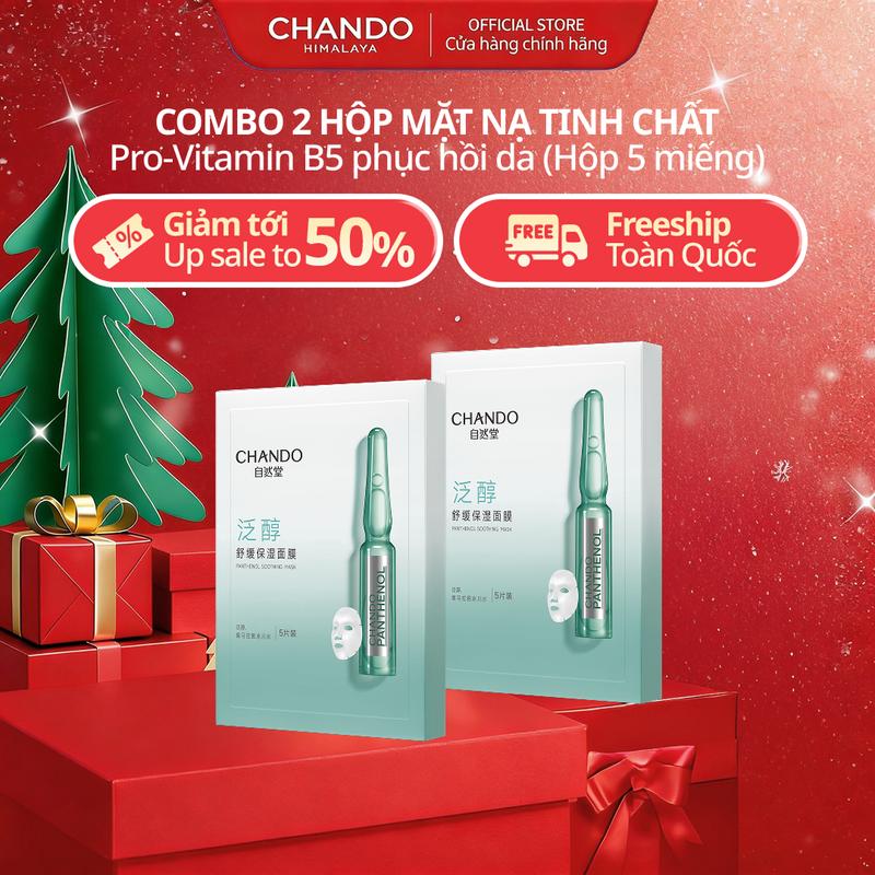  Combo 2 Hộp Mặt Nạ Tinh Chất Hỗ Trợ Dưỡng Sáng Làm Dịu Da CHANDO Himalaya 28mL x 5 pcs Hàng Chính Hãng 