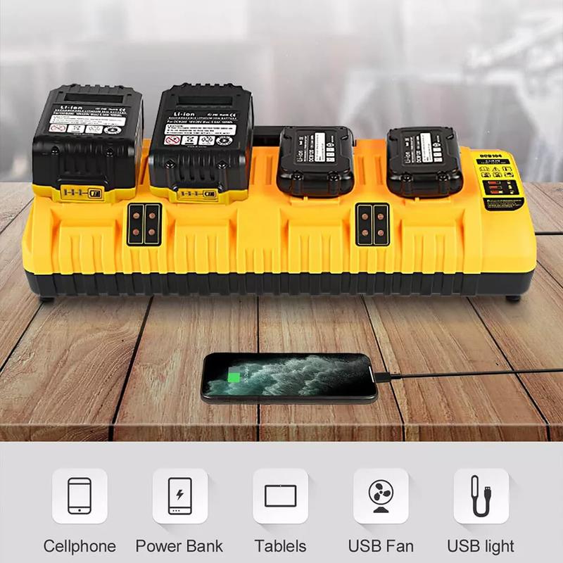 4-Port DCB104 Fast Charger For Genuine DEWALT 12V/20V Lithium DCB205 XR Battery 2