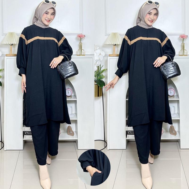 Product Introduction of ALULA setlong kringkel stelan longtunik wanita Setelan Crinkle Airflow 3
