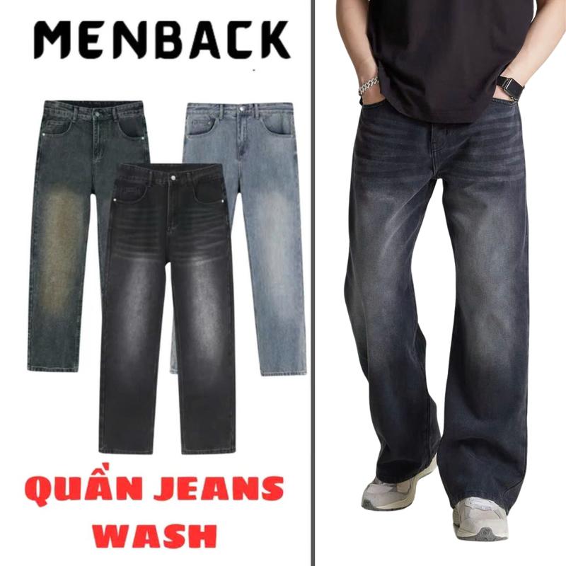 [ MENBACK ] - Quần jean nam wash phối Retro Chất vải jean denim mềm mịn, form baggy suông rộng rãi thoải mái Menswear Pants Có Túi
