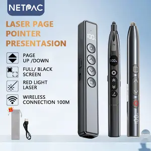 NETPAC Presenter Nirkabel USB-C dengan Laser Pointer & Baterai LED  - Pengontrol Presentasi Presisi 2.4GHz untuk Meeting/Kelas