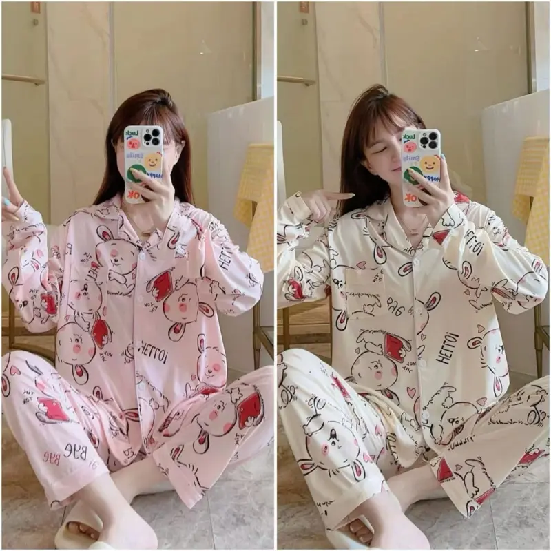 [Kode A] Setelan Baju Tidur Wanita Busui lengan panjang