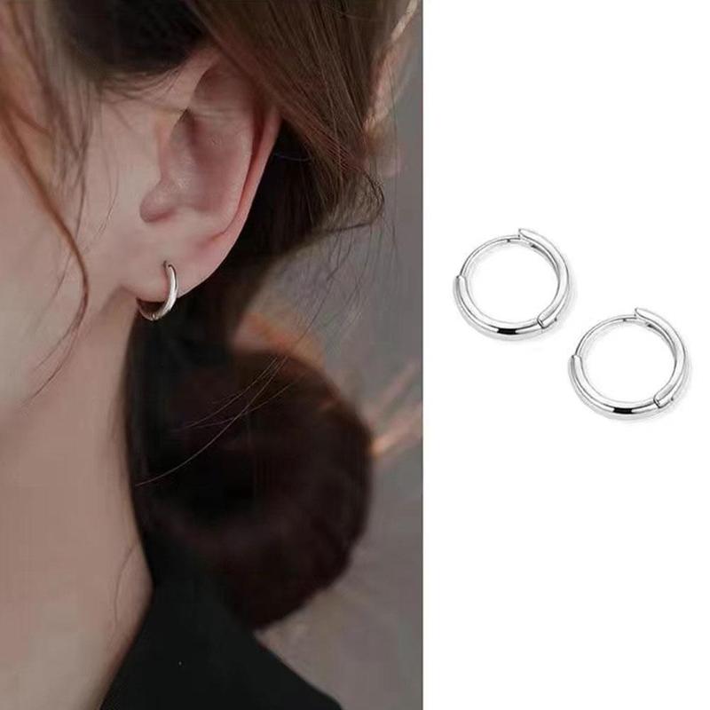 Product Introduction of Khuyên Tai Tròn Bằng Thép Không Gỉ, 2 Chiếc, Dành Cho Nam Và Nữ, Thiết Kế Tối Giản, Khuyên Tai Tròn Nhỏ W1T7 34