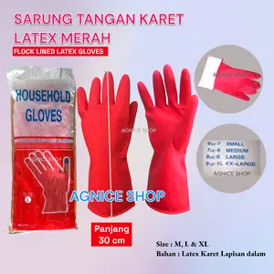 Sarung Tangan KARET LATEX MERAH  Rubber Hand Gloves Tebal Berkualitas MERAH