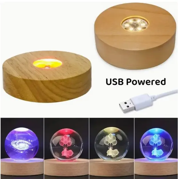 Đế Trưng Bày Ánh Sáng Bằng Gỗ, Đế Trưng Bày LED Bằng Gỗ, Đế Đèn Thủy Tinh Pha Lê, Giá Chân Đế Trưng Bày LED Bằng Gỗ, Cho Nghệ Thuật Resin Thủy Tinh Pha Lê 3D, 1 Cái