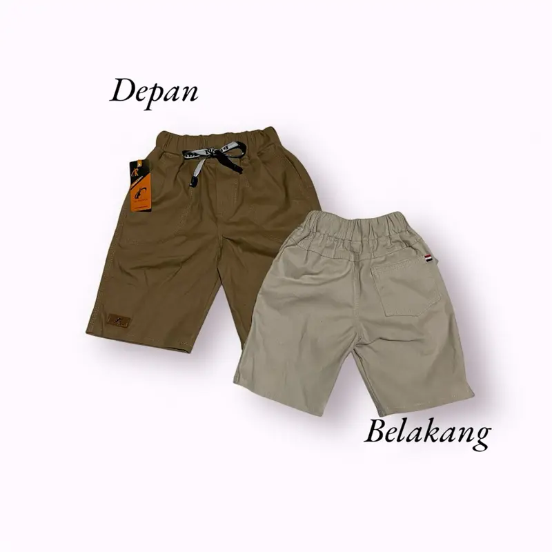 Celana Chinos Pendek Polos Anak 1-12 Tahun Bahan Katun Strett Melar - Warna Abu/Mocca/Hitam - Fashion 5