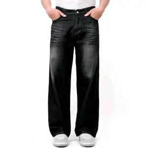 UNISEX - Celana Jeans Baggy Loose Pant Hitam Oversize korean style Straight gombrong Pria Skena Kalcer Celana Denim Cowok & Cewek