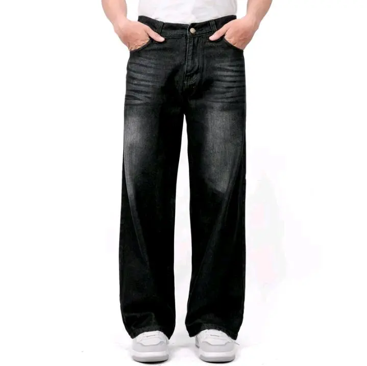 UNISEX - Celana Jeans Baggy Loose Pant Hitam Oversize korean style Straight gombrong Pria Skena Kalcer Celana Denim Cowok & Cewek
