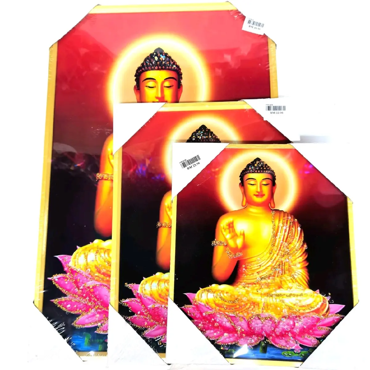 Shivan family, Buddha, ratha krishna poster frame with  artifical diamonds