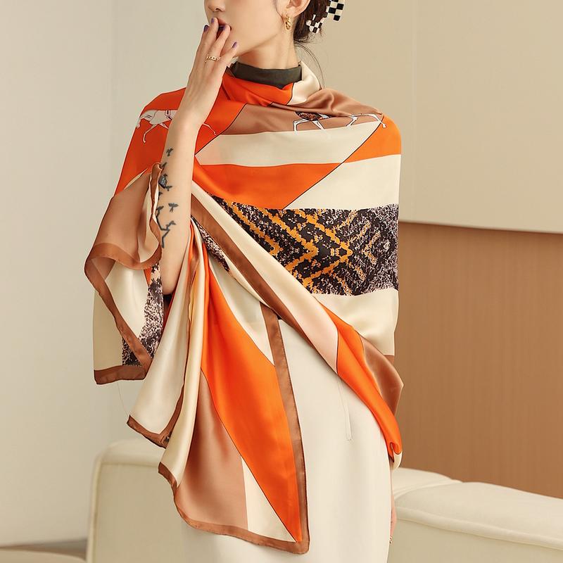 Khăn Choàng Nữ, Khăn Quàng Lụa Dài, Khăn Quàng Cổ In Họa Tiết, Khăn Trùm Đầu Hồi Giáo, Ấm Áp Mùa Đông, 180 × 90cm, 2024, SF1007-24