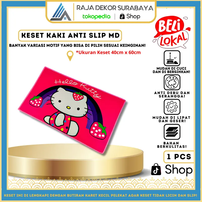 RajaDekor - Keset Polyester Ukuran 40 x 60 cm Keset Kaki Anti Slip Berbagai Motif Bisa COD Lantai Dekorasi 0