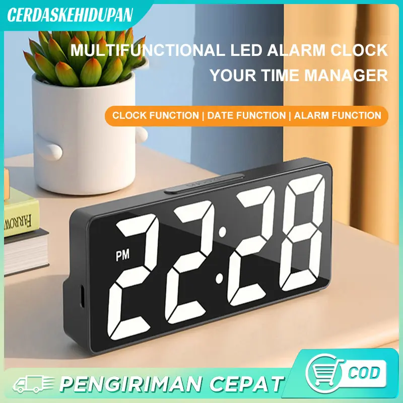 Jam Alarm Dinding Meja Digital Clock LED New Model 2024 0