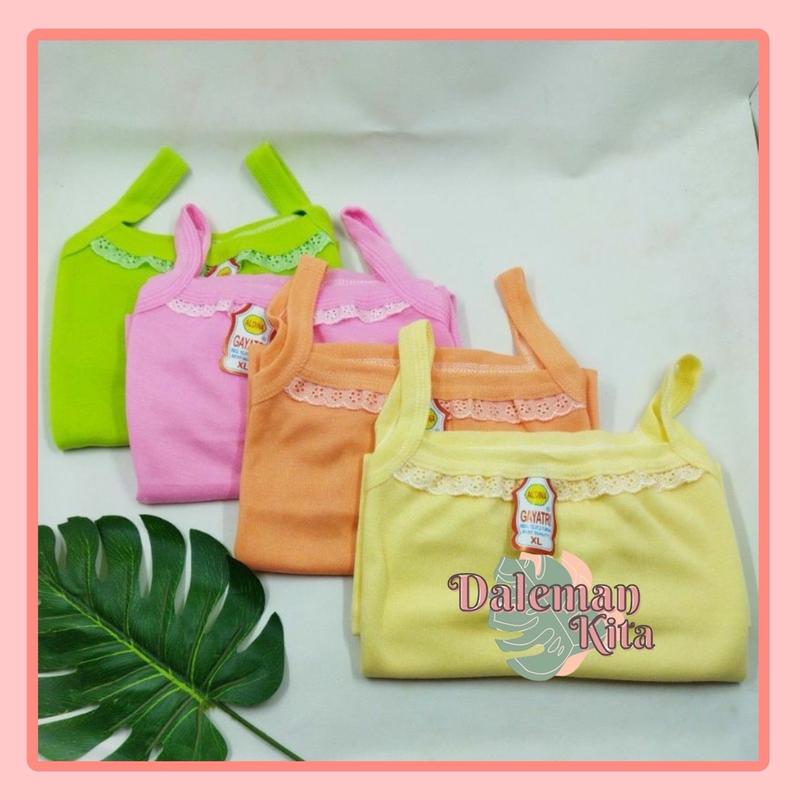 PAKET HEMAT 6pcs singlet renda pelangi + 6pcs celana strit tayet | paket daleman anak murah | setelan anak perempuan grosir kamisol 6