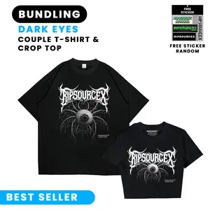 RIPSOURCEX | Couple Bundling T-Shirt & Crop Top Dark Eyes Unisex | T-Shirt Pria dan Wanita Keren Cotton Combed 24s | Kaos Distro Premium