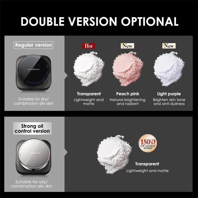 Product Introduction of CARSLAN Waterproof Loose Setting Powder with Puff, Matte, Oil Control, Shine Free, Talc-Free Face Powder Makeup, 24H Longwear Finishing Powder 8g Cosmetic 7