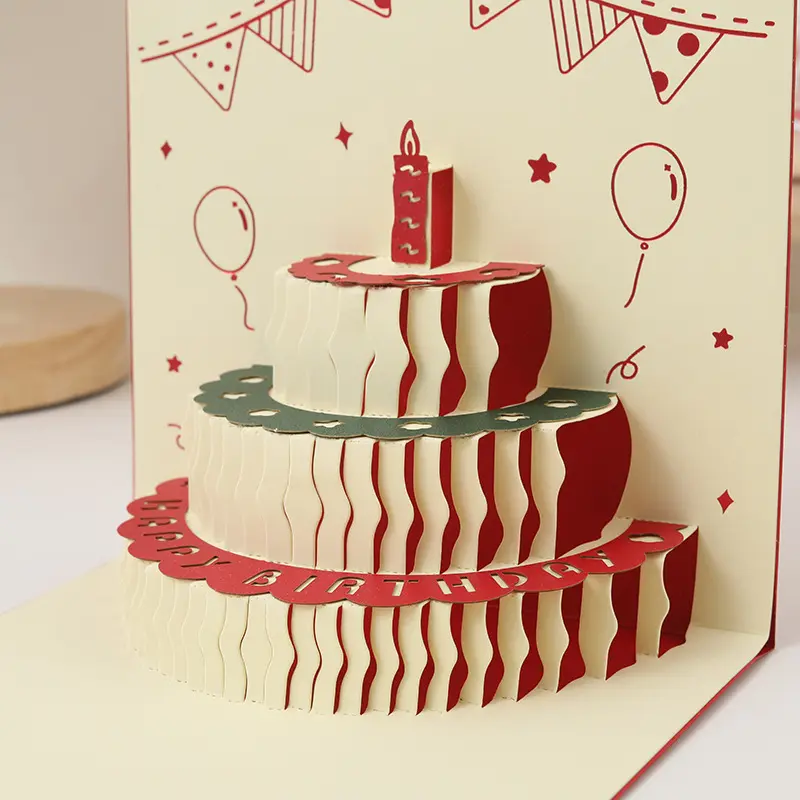 Kartu Ucapan Pop Up 3D Bentuk Kue Ulang Tahun Dengan Lampu + Musik& Cards 8