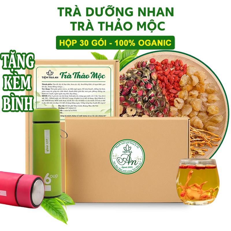 Trà Thảo Mộc, Trà Dưỡng Nhan Đông Trùng Ngũ Vị-8 Vị Hộp 30 Gói, Trà Hoa Cúc Táo Đỏ Đẹp Da, Thanh Nhiệt, Dễ Ngủ [Nước Trà Chè Tea trà dưỡng nhan trà thảo mộc trà thanh nhiệt ]