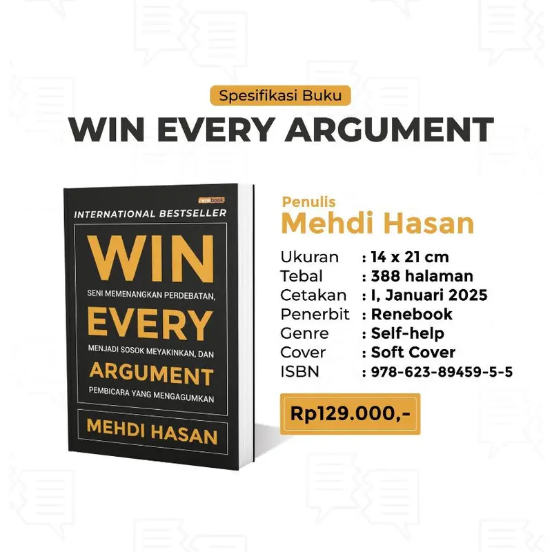 Buku Motivasi  Win Every Argument Seni Membilikan Perdebatan Menjadi Sosok Yahudi Hasan Mehdi - Reneturos 4
