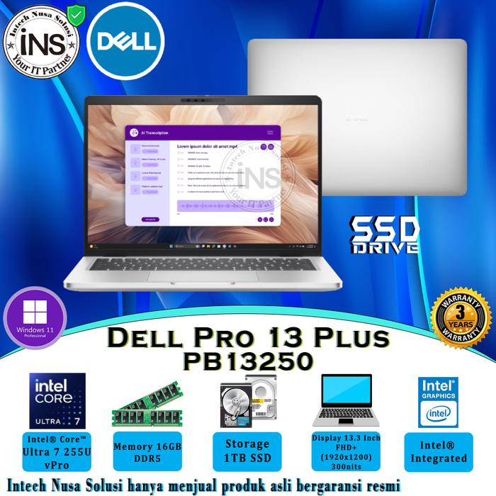 Jual Dell Pro 13 Plus PB13250 XCTO Intel Core Ultra 7 255U VPro 16GB jual-dell-pro-13-plus-pb13250-xcto-intel-core-ultra-7-255u-vpro-16gb