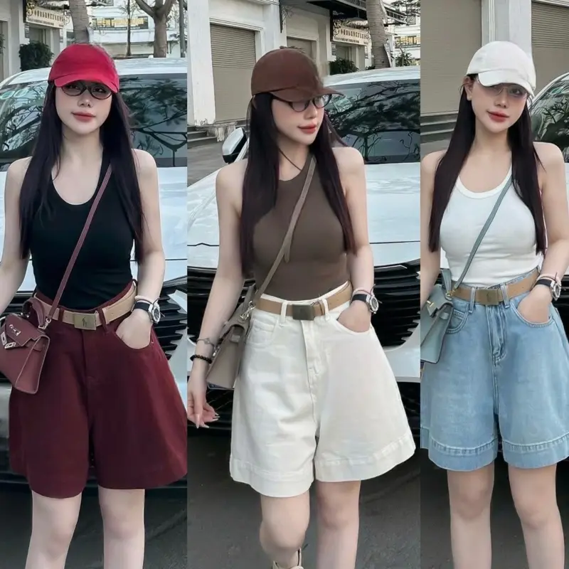 (S-2Xl) HHCHOU - Quần Ngố Jeans full màu chất jeans mềm