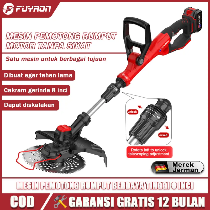 FUYAON Mesin Potong Rumput FY106 Brushless Pemotong Rumput Alat 48V Potong Rumput Baterai Lithium Grass Trimmer 0