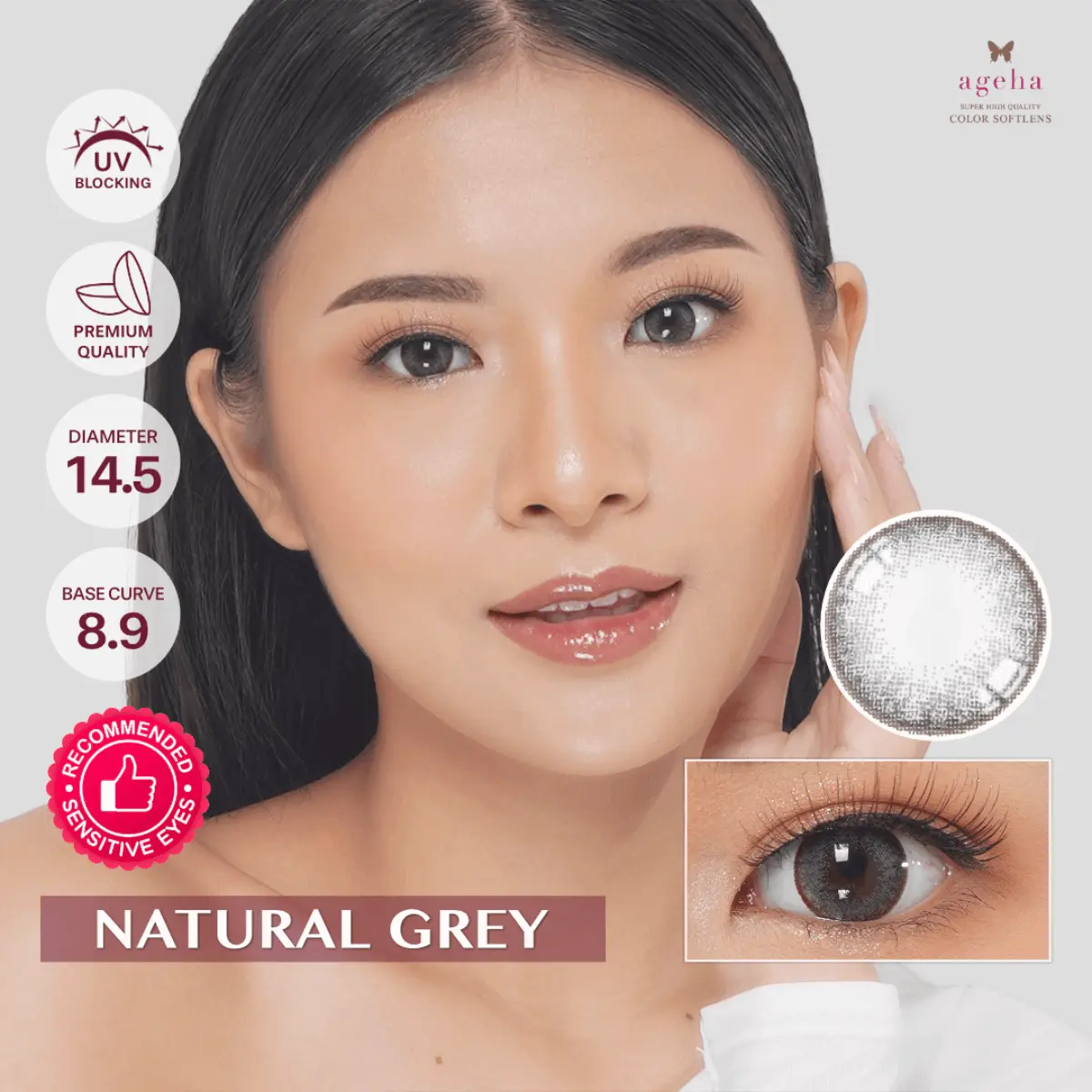 Softlens Ageha Natural Grey / Japan Softlens Eye Contact Lens / Lensa