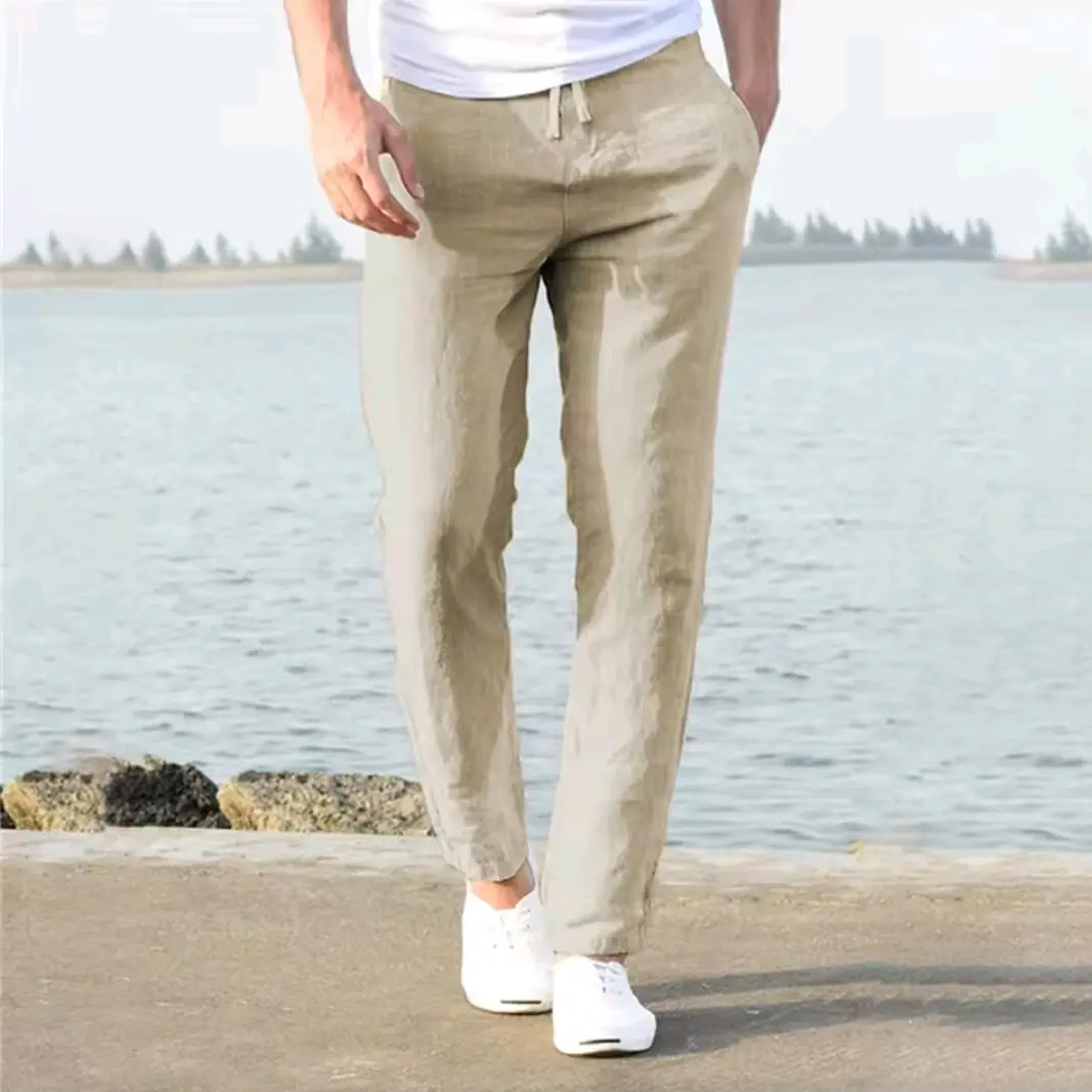 LINEN.ELITE Celana Katun Linen Cowok fit Celana Pria Linen Casual Santai Dewasa Formal