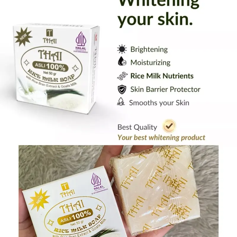 THAI BAR SOAP SABUN KULIT LEBIH CERAH DAN SEHAT/RICE MILK/GOAT MILK/PEARL