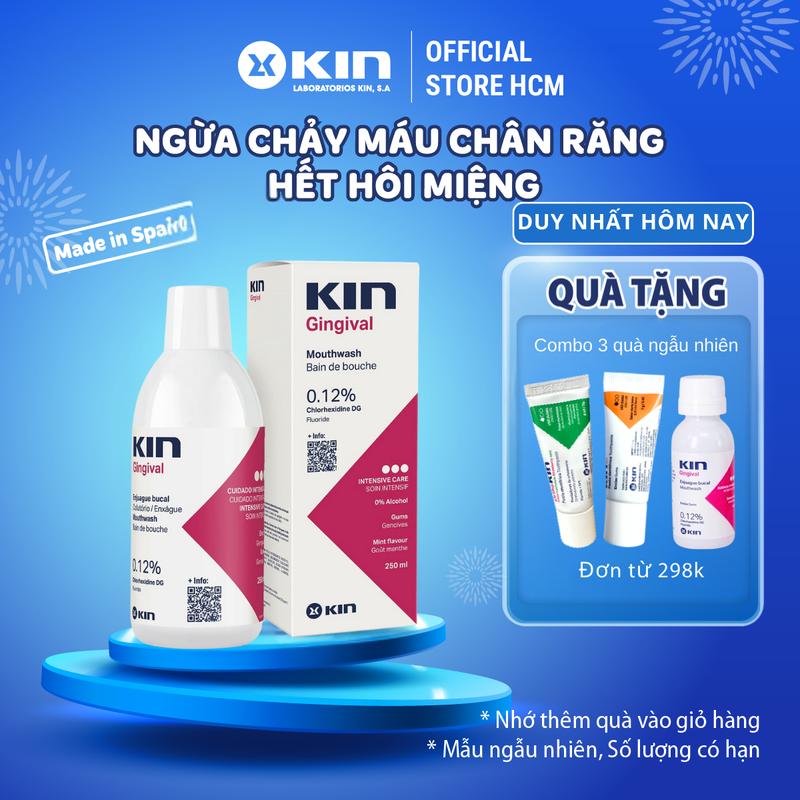 Kin Nước Súc Miệng Kin Gingival 0.12% Chlorhexidine 250ml Cho Người Viêm Nướu Hôi Miệng Không Cồn