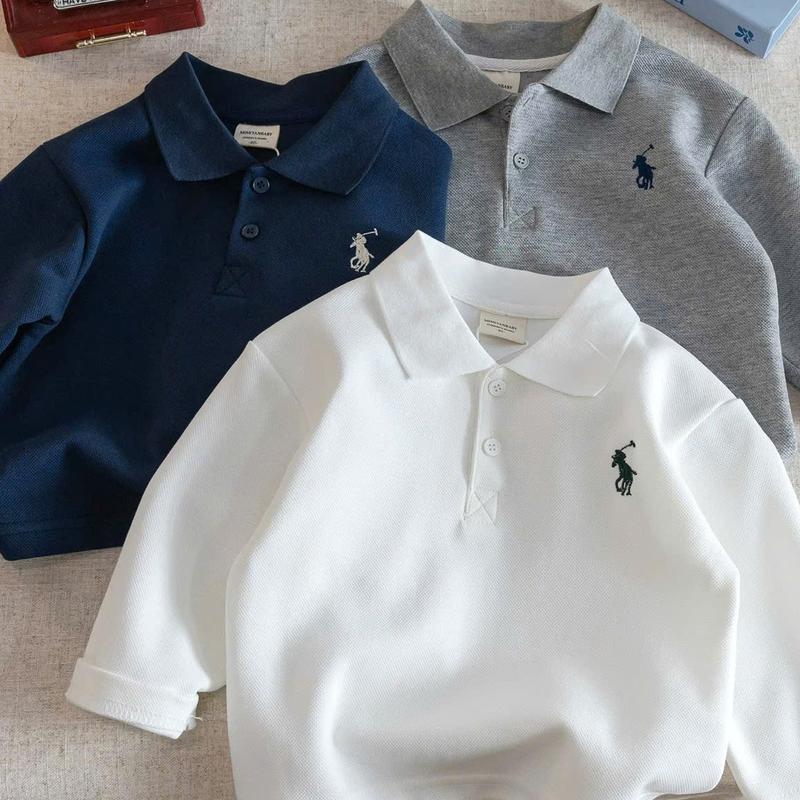 Áo polo dài tay cho bé trai và bé gái đủ màu áo polo thêu hình ngựa dễ thương phong cách_ T82