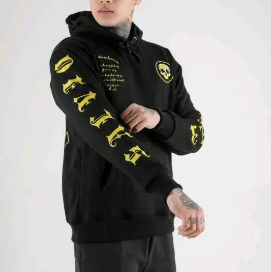 sweater plece cotton Hitam Hoodie Dewasa
