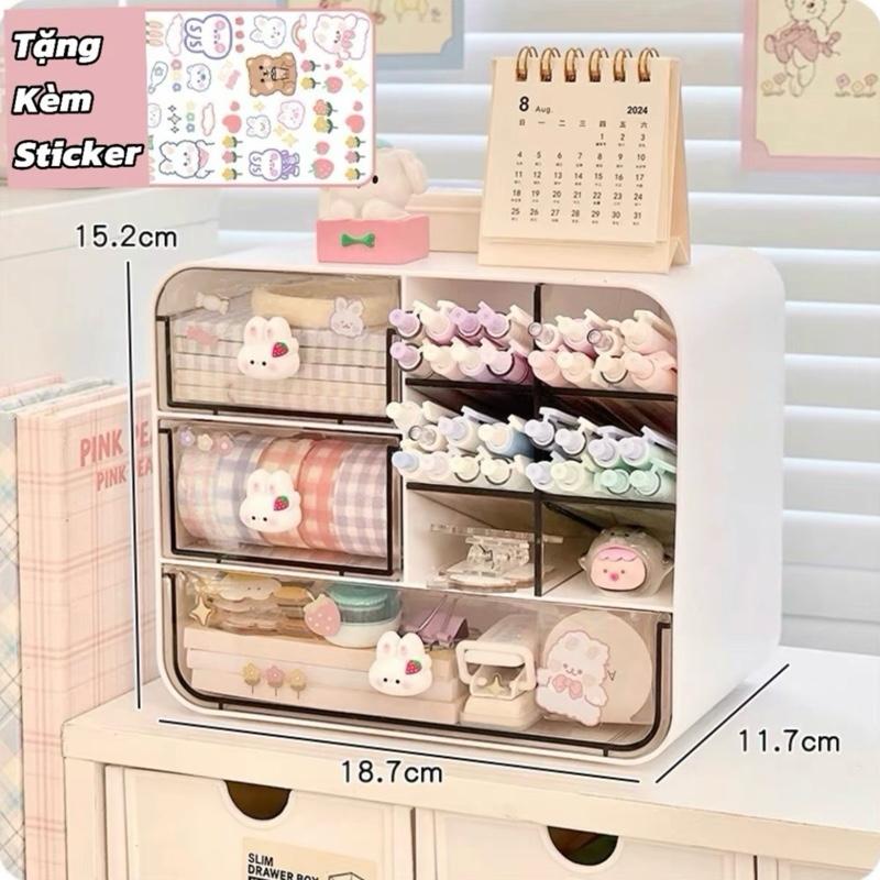 Tặng Sticker Tủ đựng đồ mini để bàn đa năng ,Kệ đựng đồ mỹ phẩm Hộp dụng cụ học tập có ngăn kéo