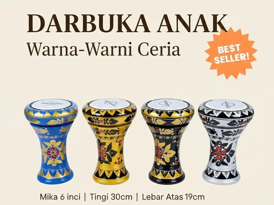 Darbuka Anak - Dumbuk Batu 6 in Darbuka Mini Rebana Marawis Hadroh kayu (BEST SELLER)