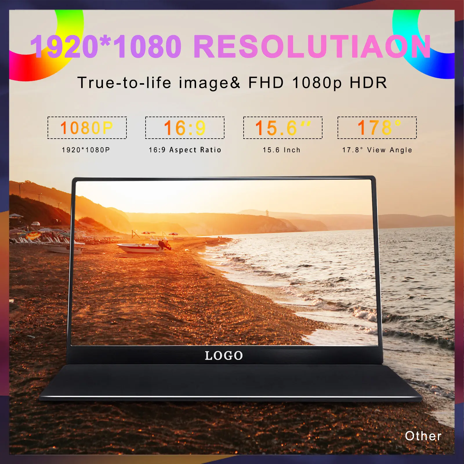 Portable Monitor for Laptop 15.6''/1920*1080P 4K FHD IPS Display Portable Monitor/Touchscreen Layar IPS Hdmi Tipe C/For IPad/PC/Mac/Phone/Xbox Switch/PS4/Ultralight Portable Monitor