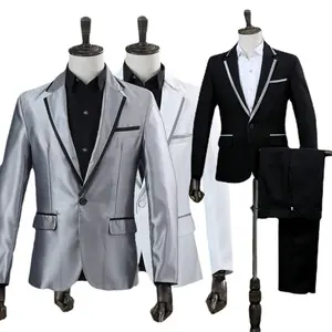 Pengantin pria Pakaian Suits 7 Warna Merah Biru Hitam Putih abu-abu 3pcs/set Men Jas