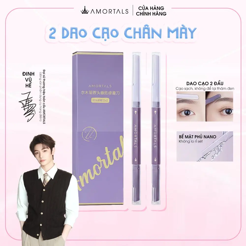 Dao Cạo Lông Mày 2 Đầu AMORTALS Hai Đầu Tiện Dụng Dao cạo lông mày tỉa lông mày cạo râu tiện lợi