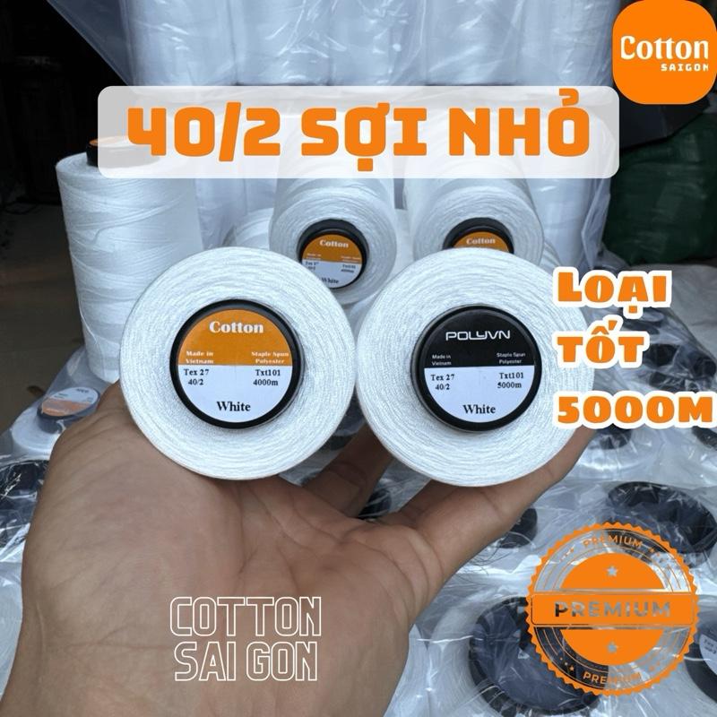 Chỉ may công nghiệp trắng đen 40 2 hàng công ty loại tốt 5000m cuộn.