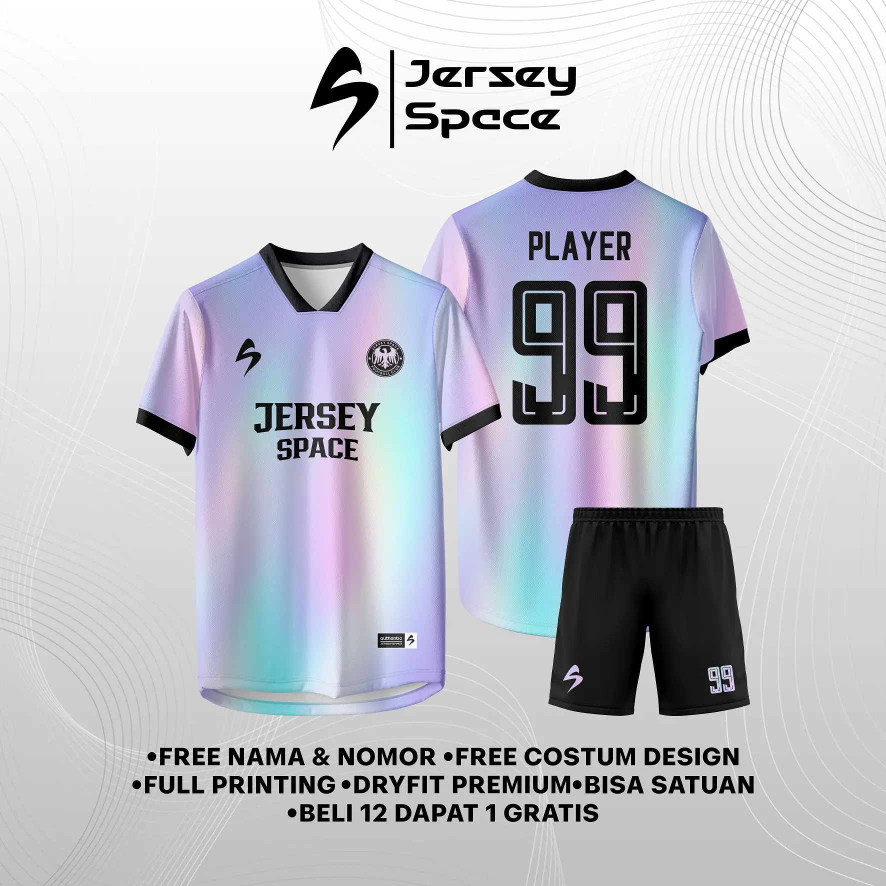 JS04 - Jersey Kaos Futsal Setelan Full Printing Bisa Satuan Free Design Nama Nomor Logo