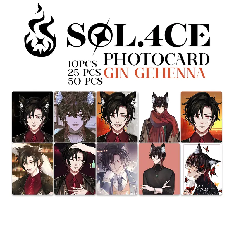 Photocard TERBARU 2025 Pracetak Glossy kualitas HD SOL.4CE HARIS CAINE,GIN GEHEENNA,IZUMI SOUTA,MISUKI AIRON V TUBER 2