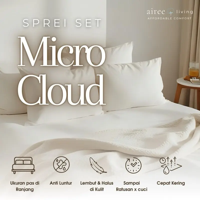 Sprei Set Murah Polos Korea | Micro Cloud Series