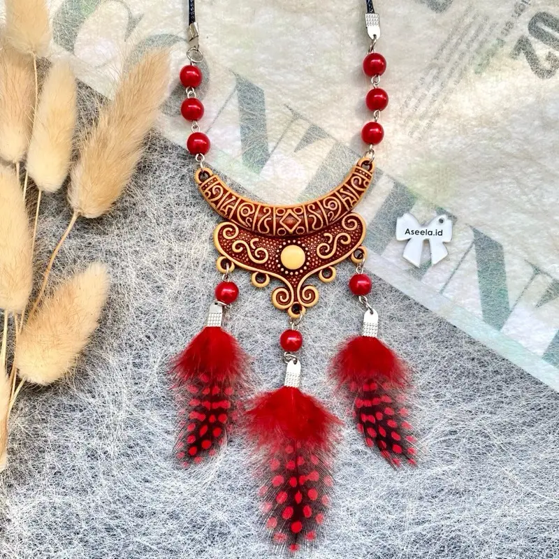[Aseela] Kalung Etnik Bulu Bohemian Gift Elegan