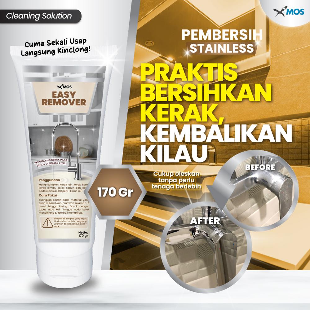 X-MOS Easy Remover 170g - Pembersih Kerak Air & Karat Stainless Steel, Aman Eco Friendly, Tidak Mengikis, Cocok untuk Bahan Stainless, Kuningan, Chrome