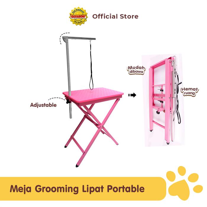Gambar Meja Grooming Lipat Ukuran 60x45x73cm (Plastic Top) | Meja Grooming Anjing Kucing | Meja Kecil Portable dari Octagon Pet Indonesia Kota Surabaya Tokopedia