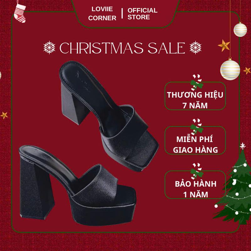 LOVIIECORNER - GUỐC NỮ CAO GÓT MŨI VUÔNG HỞ CÓ ĐÚP TRƯỚC - GUỐC QUAI NGANG BẢNG TO PHỐI ÁO DÀI TẾT - CAO GÓT THỜI TRANG ĐẾ TRỤ VUÔNG CAO 12 PHÂN - D230931