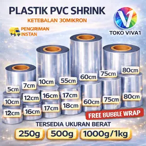 Plastik PVC Shrink Bening Lebar 5Cm - 80Cm Ketebalan 30 Mikron Ukuran Berat 250g - 1000g