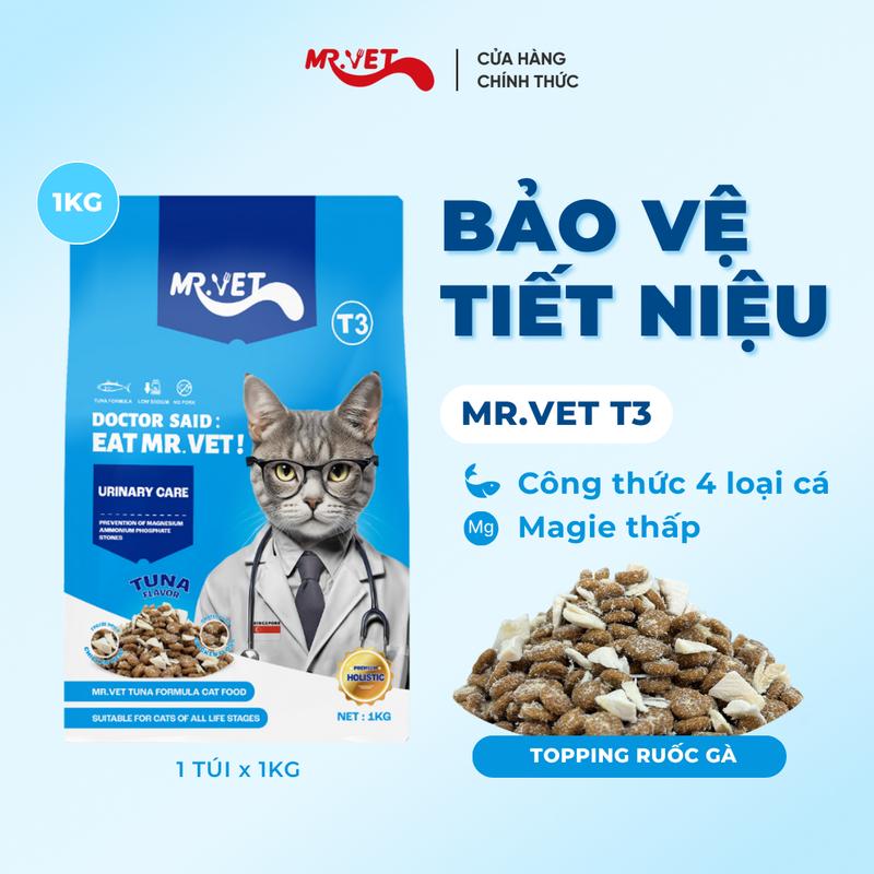   THỨC ĂN CHO MÈO  Hạt Holistic Mr.Vet Thế hệ T3 Túi 1kg Công thức 4 loại cá Cá ngừ Cá hồi Cá cơm Cá bonito Hỗ trợ sức khỏe tiết niệu cho mèo con mèo trưởng thành 