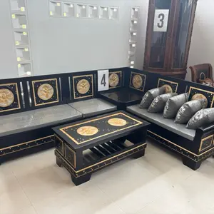 Kursi tamu sudut gelung hitam cantik jati 100%